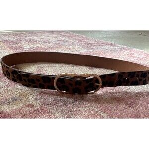 Leopard Print Brown Black Fashion Belt Gold Buckle Women's Size 41